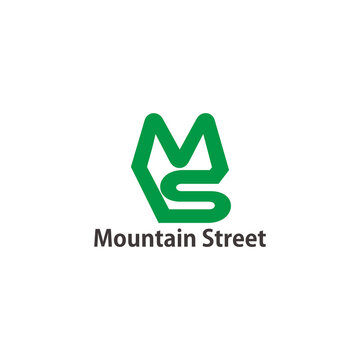 abstract letter ms green mountain street logo vector