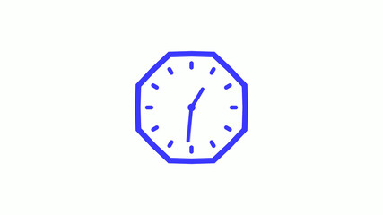 Blue color counting down clock icon with trick on white background,12 hours clock icon