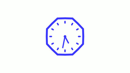 Blue color counting down clock icon with trick on white background,12 hours clock icon