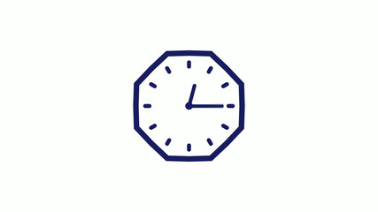 Blue dark counting down 12 hours clock icon on white background,clock icon