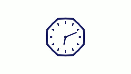 Blue dark counting down 12 hours clock icon on white background,clock icon