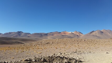 landscape in the salt desert yuni mountain and volcan