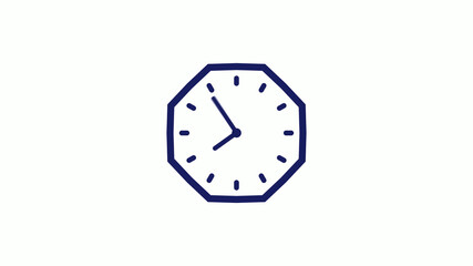 Blue dark counting down 12 hours clock icon on white background,clock icon