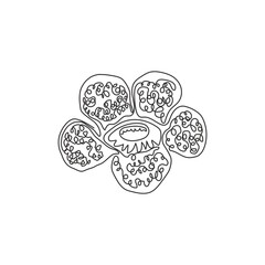 Single one line drawing beauty of fresh corpse lily for home wall art decor poster print. Decorative rafflesia arnoldii flower for national park. Modern continuous line draw design vector illustration