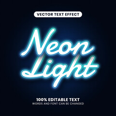 Editable Neon Light Text Effect. Simple, modern, and futuristic. Easy to edit. Vector illustration.	
