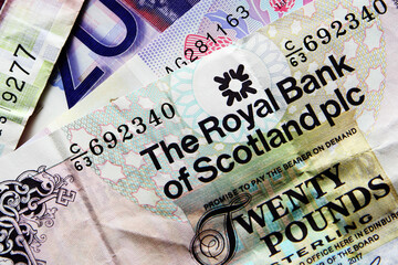 Obraz premium Close up of British Pounds banknotes