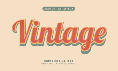 Editable Vintage Retro Text Effect. Simple, modern, and Old. Easy to edit. Vector illustration.	
