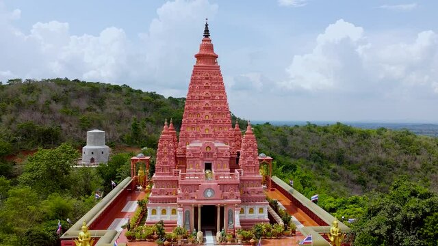 High angle Pagoda in Wat Pa Siri Wattanavisut, Nakhon Sawan Province, Attractions Ancient culture and religion in Thailand