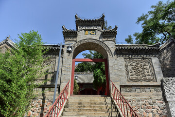 Donggang City, Liaoning Province, China: August 18, 2019: Ancient Chinese temple buildings in...