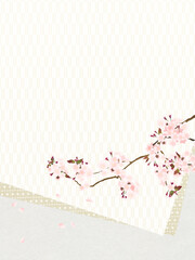 Asian-style background with cherry blossoms and paper motifs