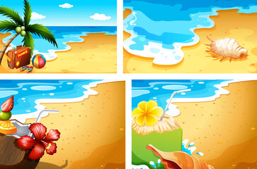 Set of summer beach background