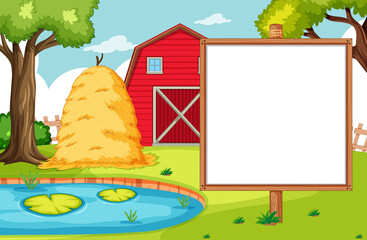 Empty banner board in nuture farm scenery