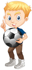 Cute boy holding football