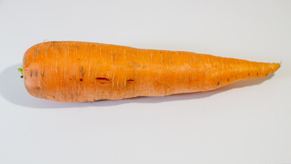 Large, fresh carrot isolated on a white background