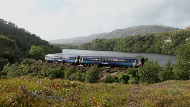Train on West Highland Line, Highlands, Scotland
