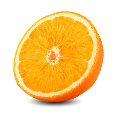 Orange fruit slice on white background. File contains clipping path.