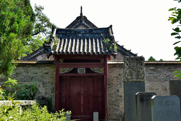 Ancient Chinese temple buildings in Dagushan, Donggang City, Liaoning Province, China