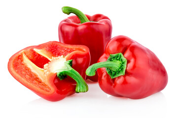red sweet pepper isolated on white background.