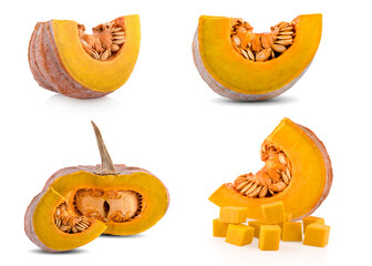 set of pumpkin on white background. Full depth of field