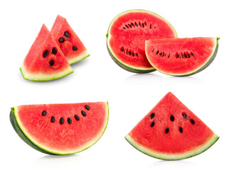 Sliced of watermelon isolated on white background