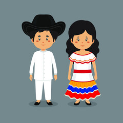 Couple Character Wearing Venezuelans National Dress