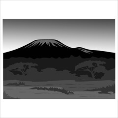 kilimanjaro in the night , flatt illustration and for background
