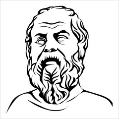 Socrates was a Greek philosopher from Athens in artline black and white