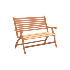 Wooden garden or park long bench cartoon icon flat vector illustration isolated.