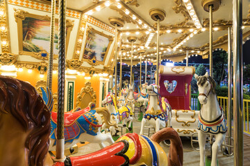 A merry-go-round at an amusement park