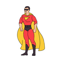 Vector cartoon illustration of a strong superhero.