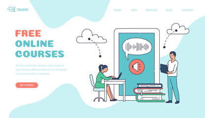 Modern illustration of the concept of online education for web design.