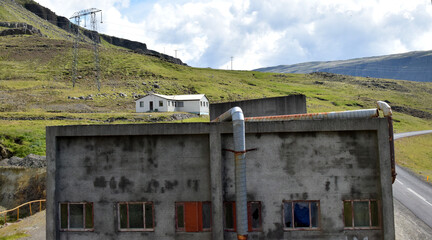 Abandoned building warehouse processing plant quarry in Iceland