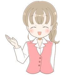 笑顔で手を差し出す女性社員