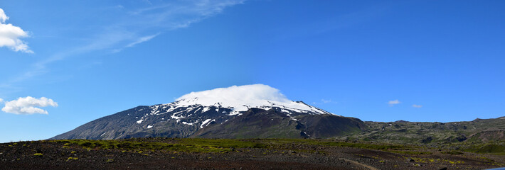 Snowcapped mountain panorama Iceland