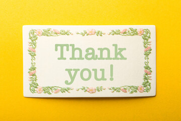 Thank You Frame Label On Yellow Background