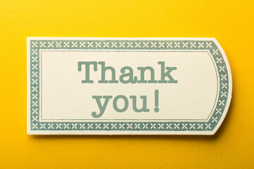 Thank You Frame Label On Yellow Background