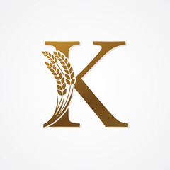 Gold Letter with Rice  for logo design vector.