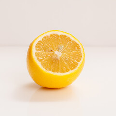 Fresh cut lemon on a white background