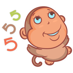 So cute little monkey very happy and smiling scene vector on a white background