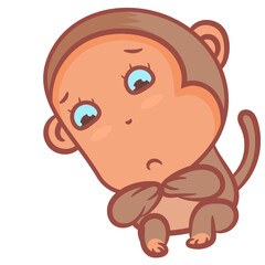 Little  monkey sadly gesture vector concept sticker background