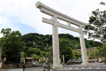 Big Torii gate of Terukuni Jinja Shrine in Kagoshima