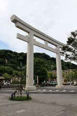 Fototapeta na wymiar Big Torii gate of Terukuni Jinja Shrine in Kagoshima