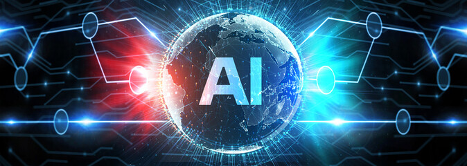 AI Learning and Artificial Intelligence Concept. Business, modern technology, internet and networking concept.