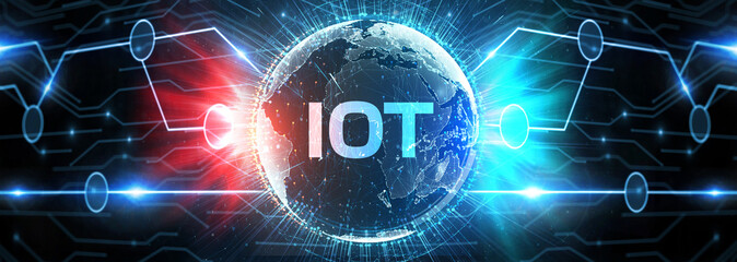 Internet of things - IOT concept. Businessman offer IOT products and solutions.