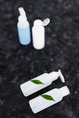 group of lotions and moisturizers with green, natural and cruelty-free beauty