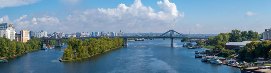 Panorama of the bridge over the river