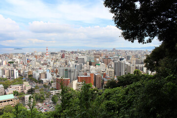 Fototapeta na wymiar Kagoshima city, seen from Mount Shiroyama in daytime.