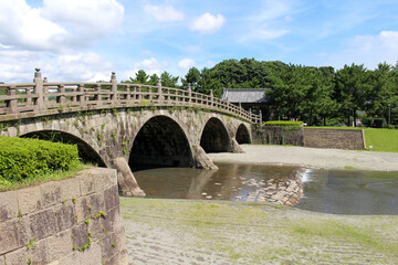 Fototapeta na wymiar Ancient bridge at Ishibashi Memorial Park in Kagoshima