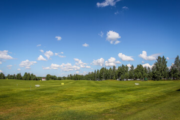 Playing golf. Golf course and Bag