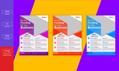Corporate Business Service 3 color flyer design template	